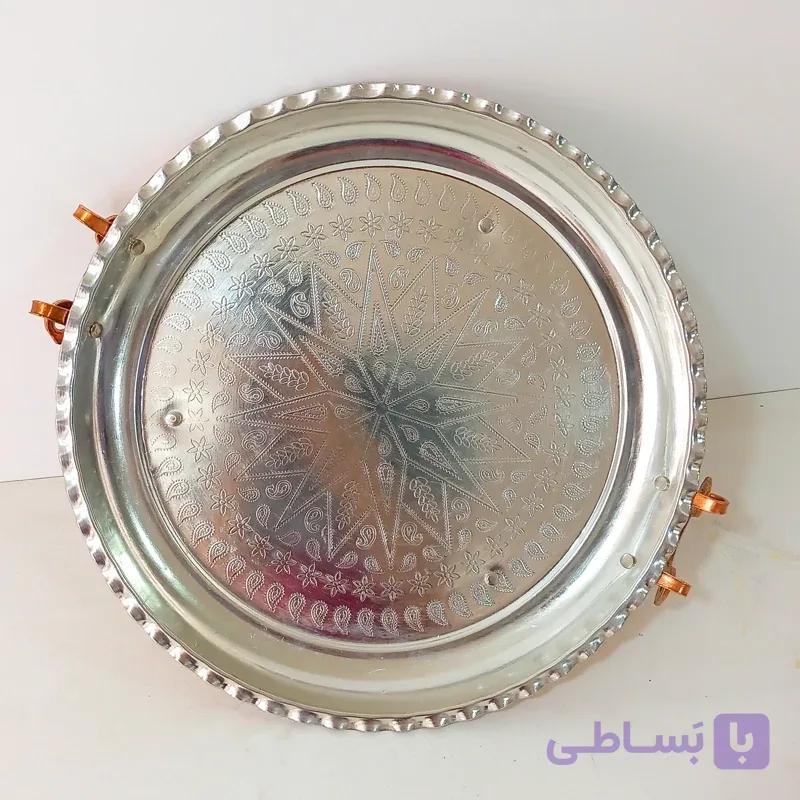 سینی دسته و پایه دار تمام مس زنجان قطر 34