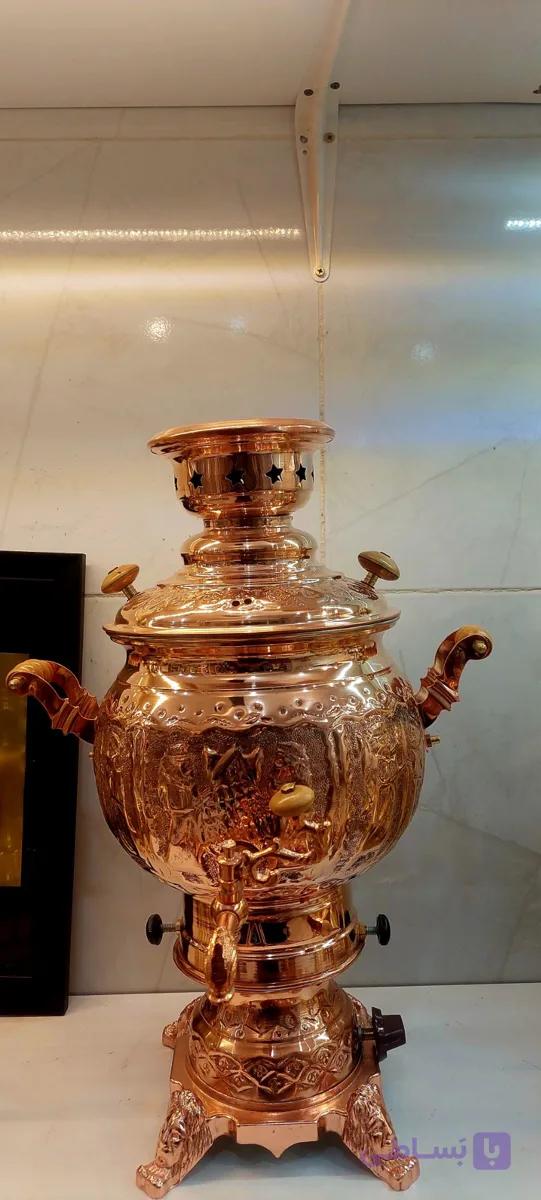 سماور گازی مسی قلم کاری ۶ لیتری