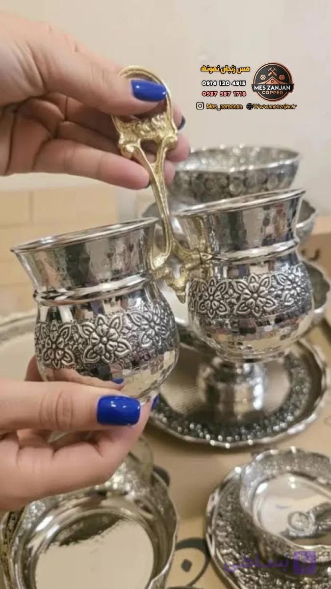 جا قاشقی جا کاردی مسی گلبرگ سیاه قلم