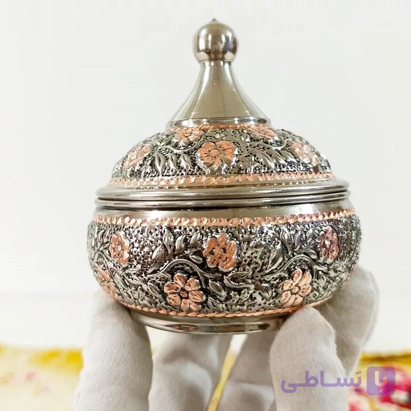 قندان گلبرگ مسی کروم شده و تراش خورده مدل دو رنگ
