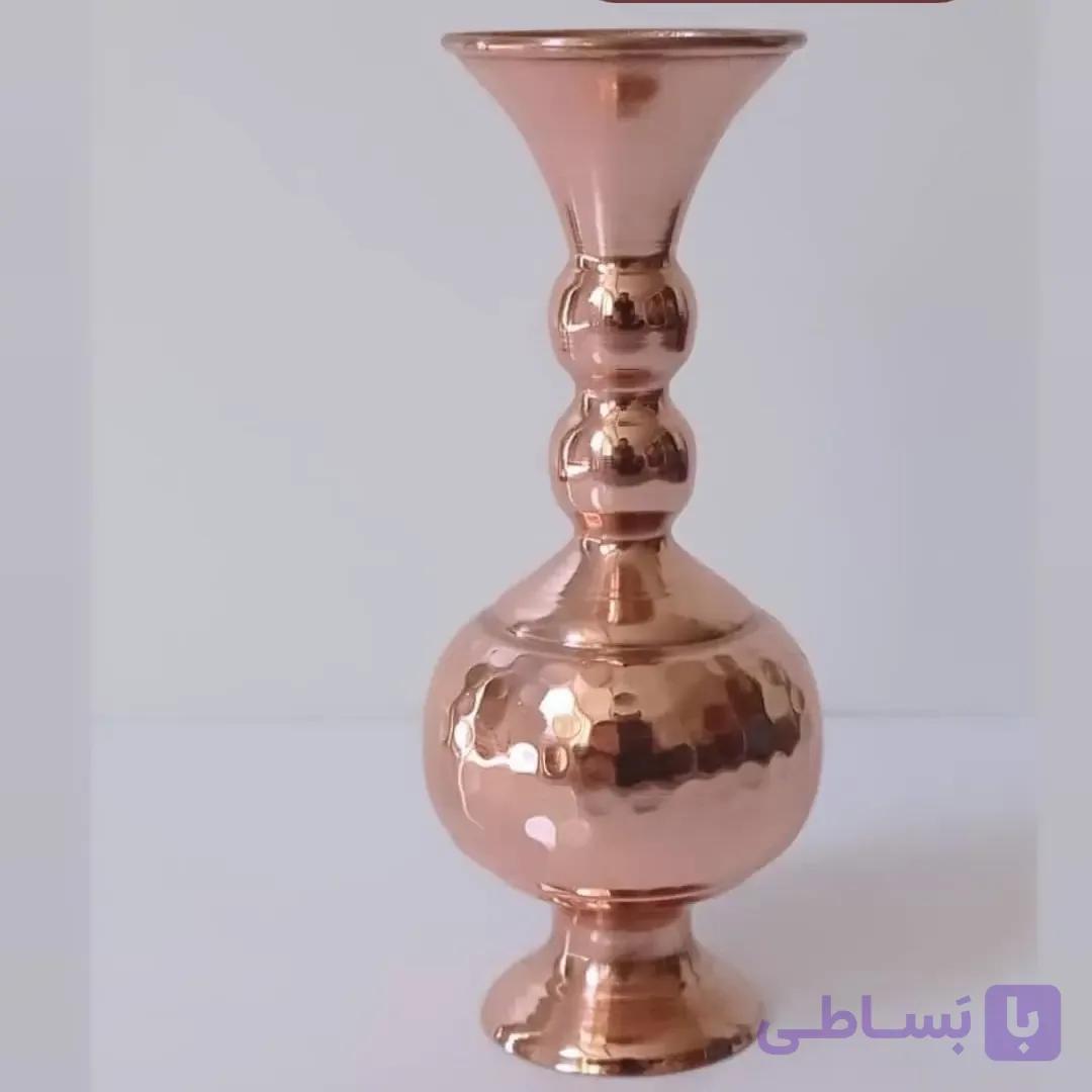 گلدان مسی چکشی ارتفاع ۱۷ سانت