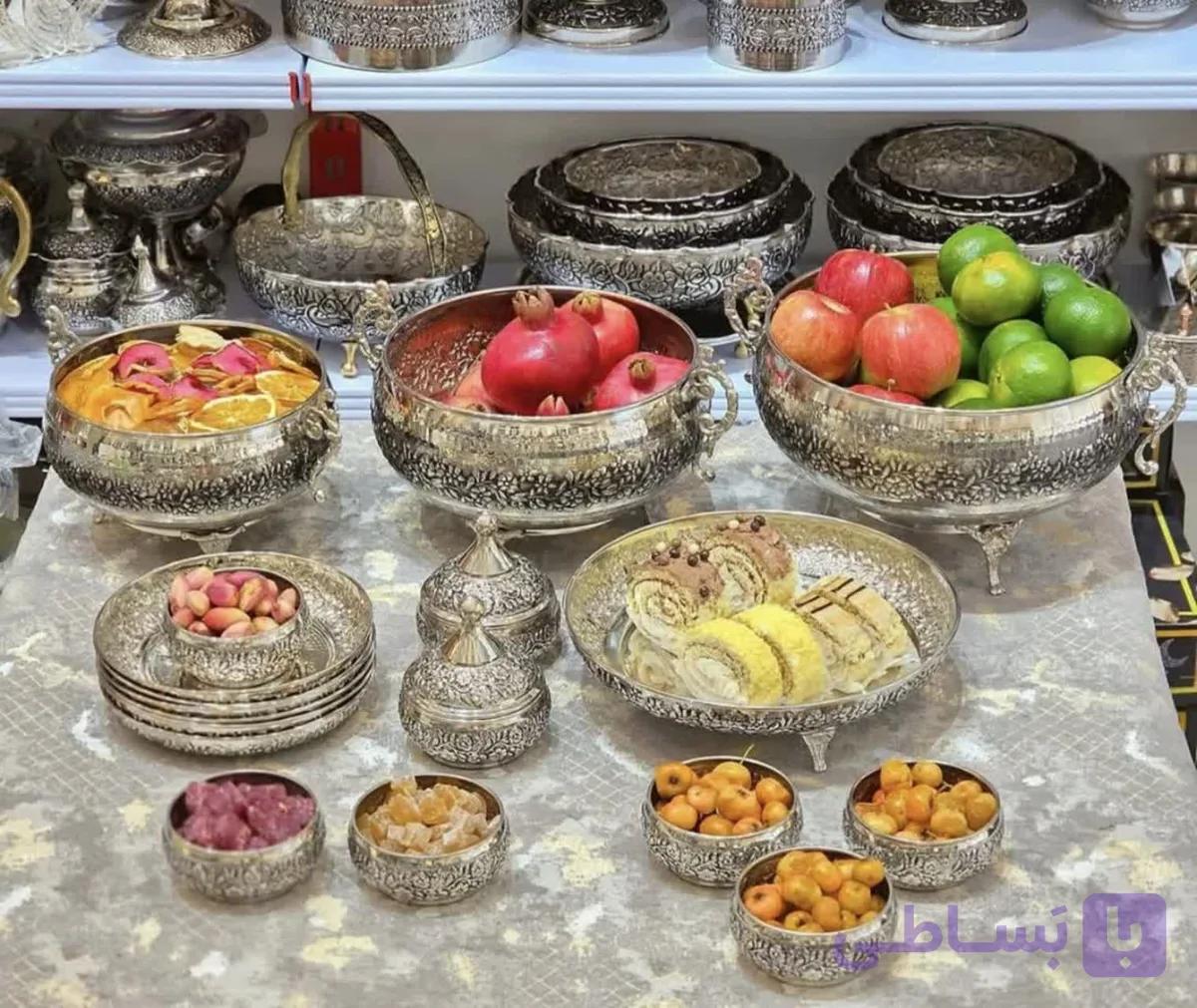 پک سرویس پذیرایی مسی نیلوفر اطلس ۱۸ تیکه