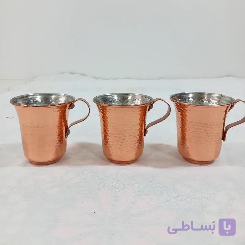 لیوان مسی کوچک مدل سیسمونی رنگ ثابت بسته سه تایی