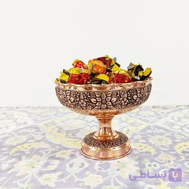 شکلات خوری مسی گلبرگ زیبا چکشی و گلبرگ نانو