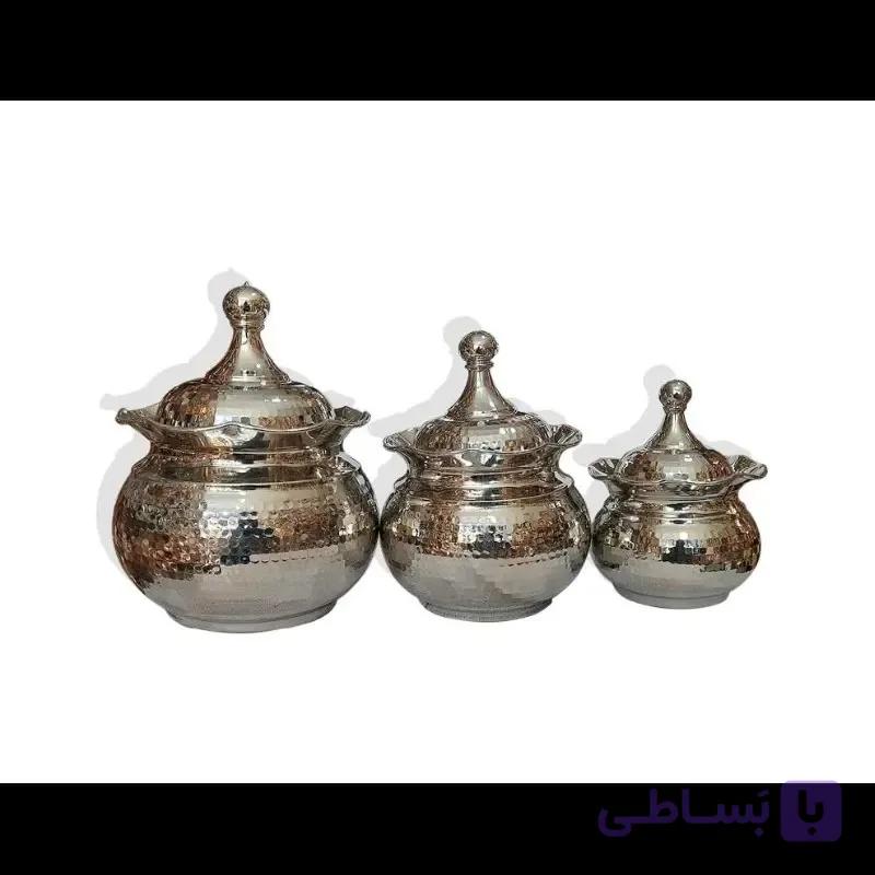 شکلات خوری مس 3 عددی در 3سایز چکشی ابکاری کروم مناسب قندان.آجیل و شکلات خوری سایز 20.25.27در مس نمونه زنجان