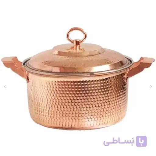 قابلمه مسی راسته سایز 4 قطر دهانه 25 سانت 8نفره