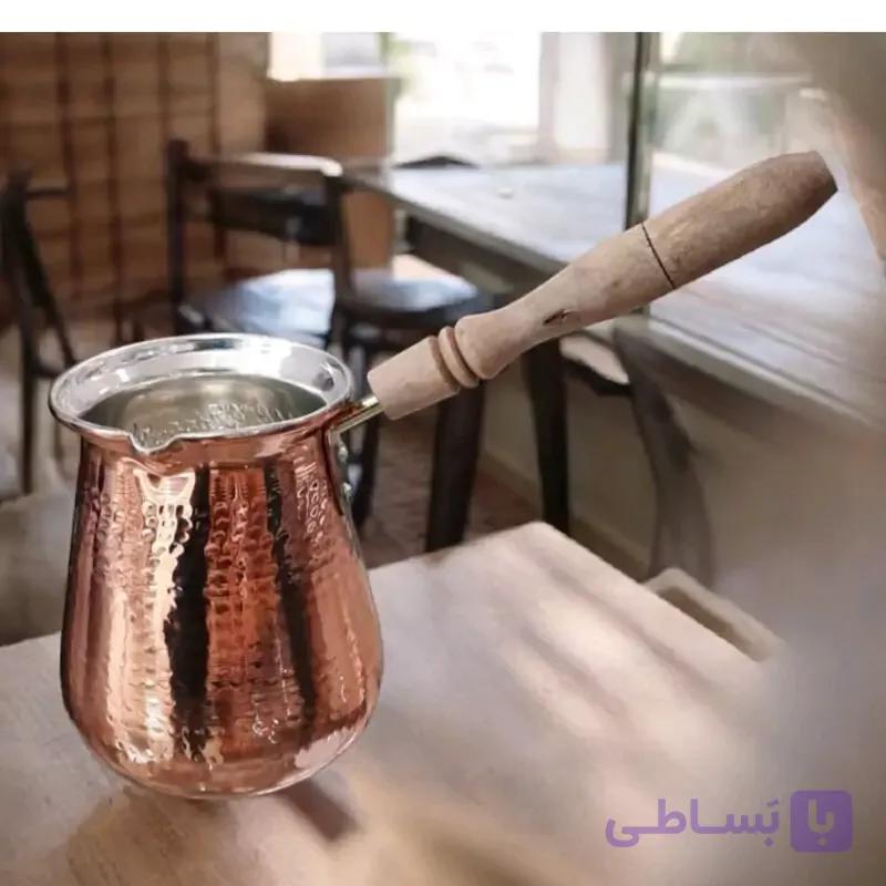 قهوه جوش (شیر جوش) متوسط 4 کاپ دسته چوبی جدید