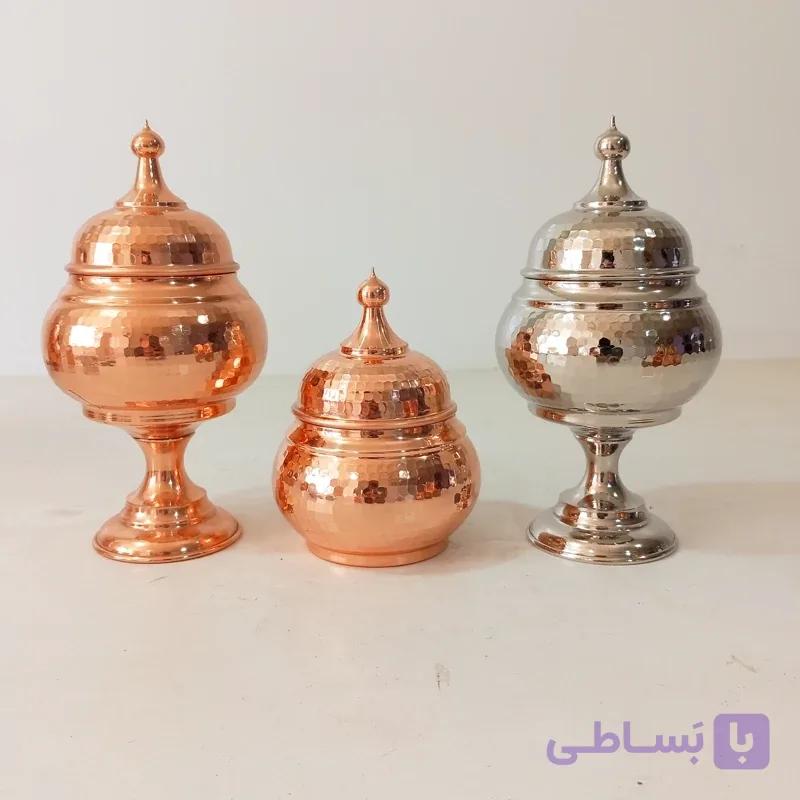 قندان مدل گنبدی مسی بدون پایه چکشی استاد فضلی