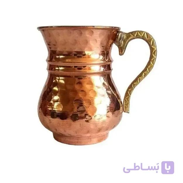 لیوان ترک مسی دسته برنحی،ارتفاع 10،قطر دهانه7،5