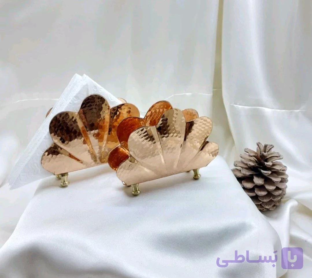 جا دستمالی مسی صدفی رز