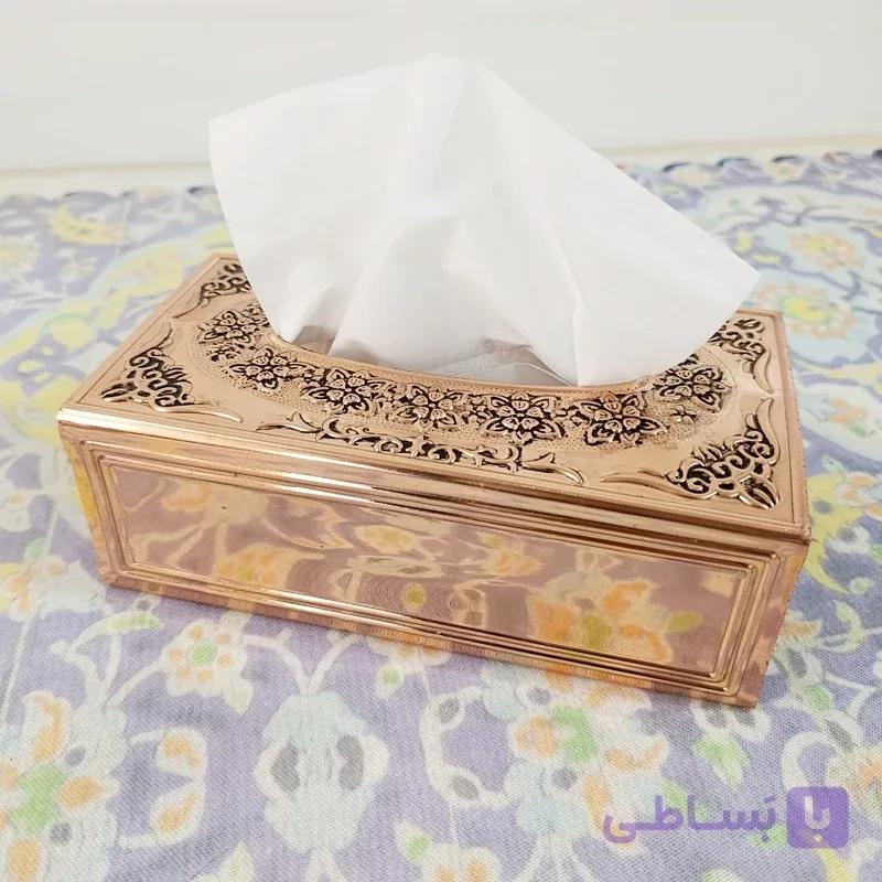 جاکلنکسی جا کاغذ دستمالی تمام مسی گل کاری شده رنگ ثابت