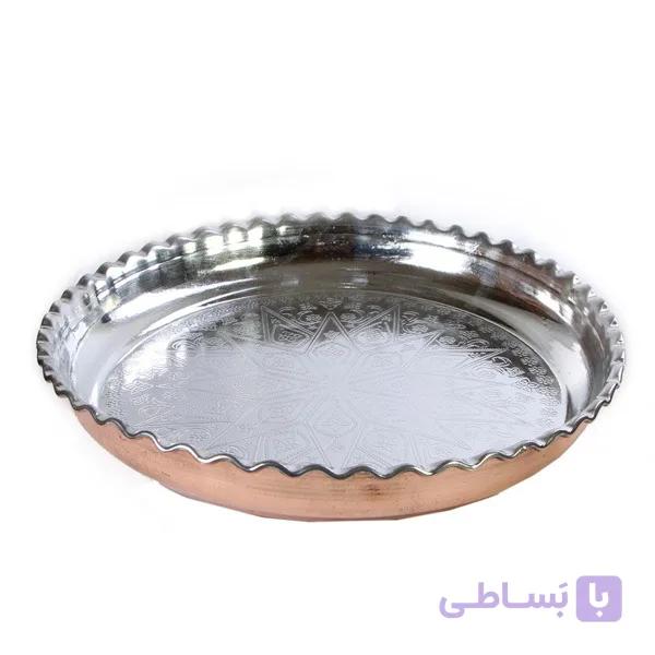 سینی مجمع مسی گرد لبه دار سایز ۵ قطر ۳۹ داخل طرحدار