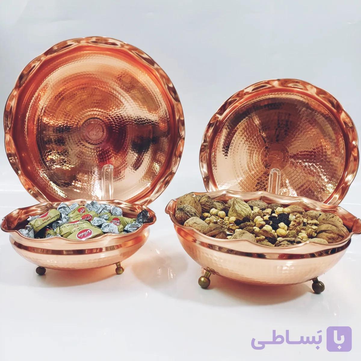 سرویس پذیرایی مسی گلبرگ چکشی سیاه قلم مسی 4 تیکه در مس زنجان نمونه