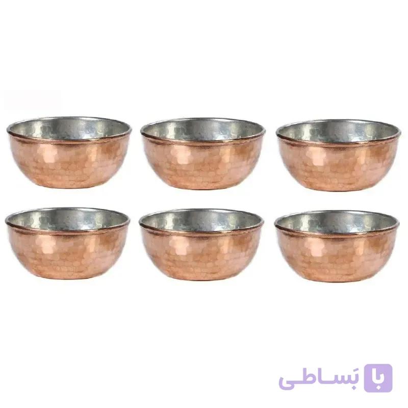 کاسه آبگوشت خوری مسی 6 عددی دهانه 15.5 سانت