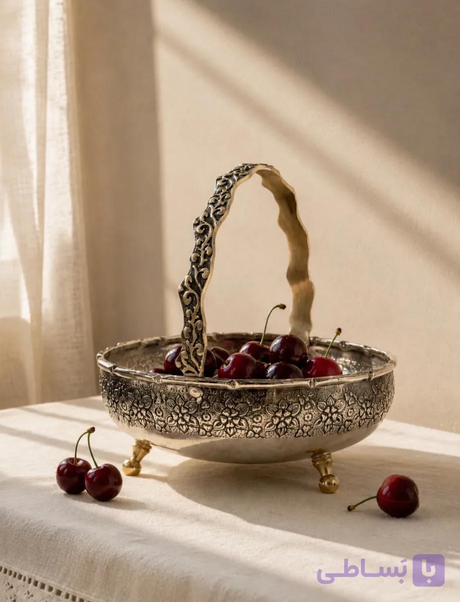 سبد مسی گل رز کروم پایه دار قطر ۱۷ نانو شده اعلا و درجه یک