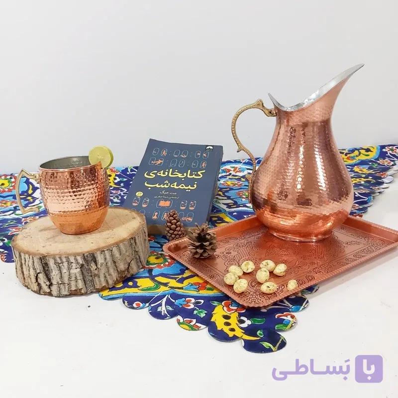 لیوان ماگ مسی دست ساز زنجان نانو شده رنگ ثابت دسته برنجی