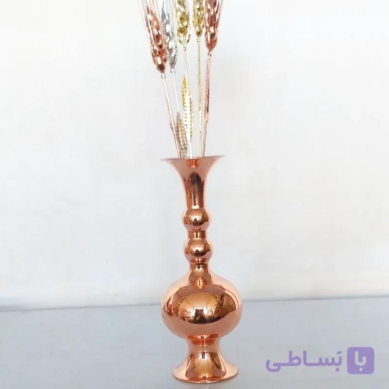 گلدان مسی دست ساز زنجان همراه 5شاخه سنبل
