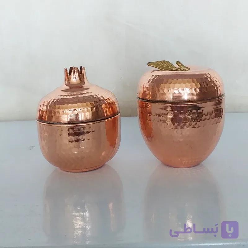 قندان سیب و انار مسی زنجان چکشی داخل قلع