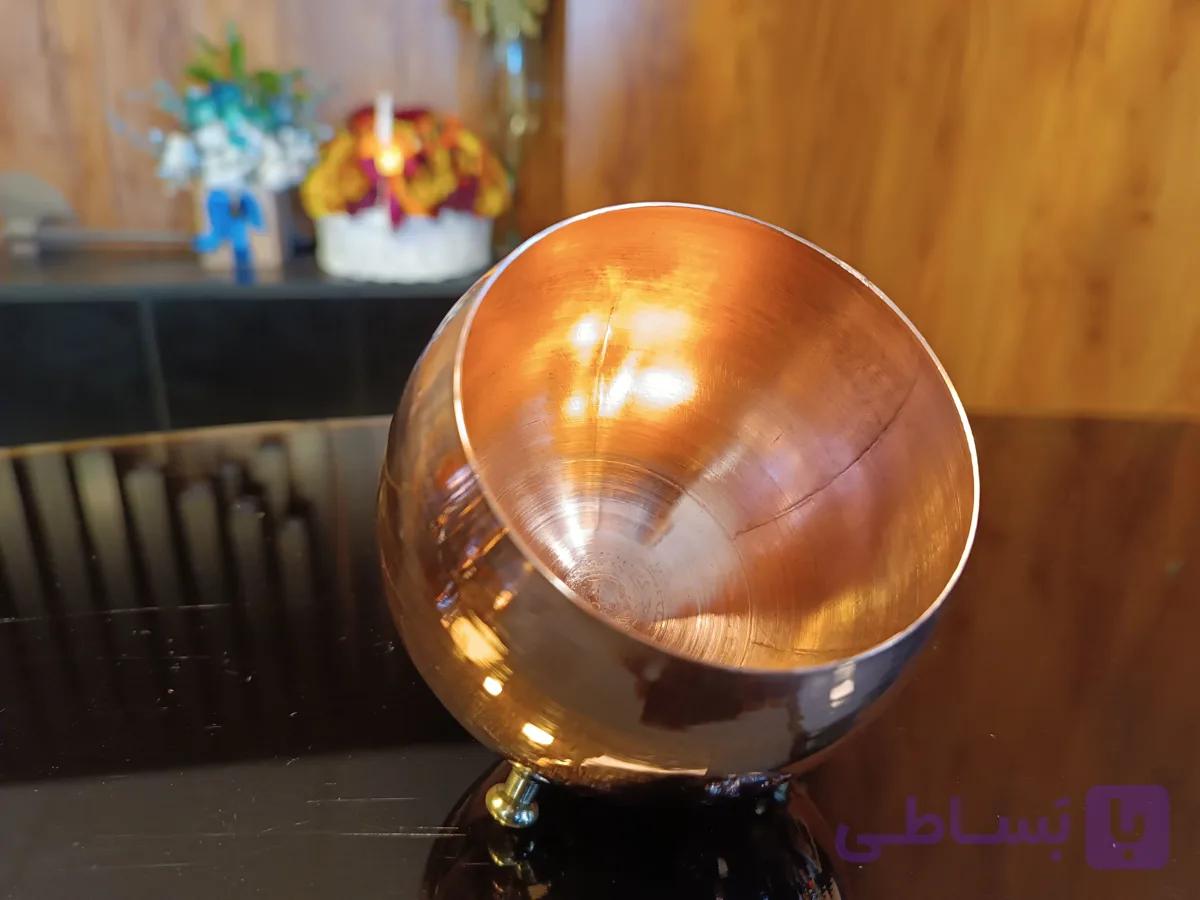 گوی 3 پایه شیک مسی سایز 1 قطر 6.5 سانت مناسب هفت سین و ... در مس زنجان مونه