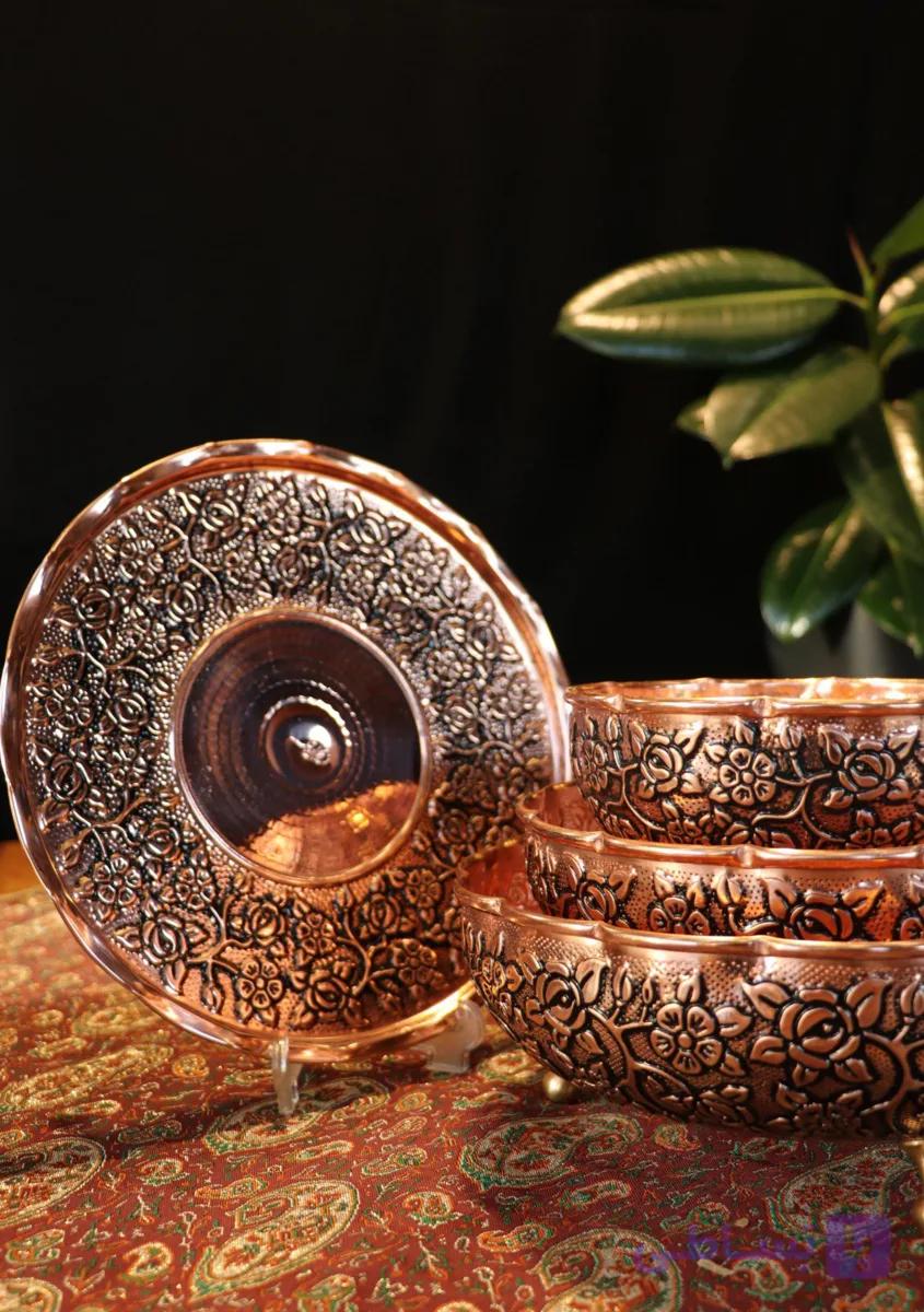 سرویس پذیرایی مسی ۴ تیکه گلبرگ درشت