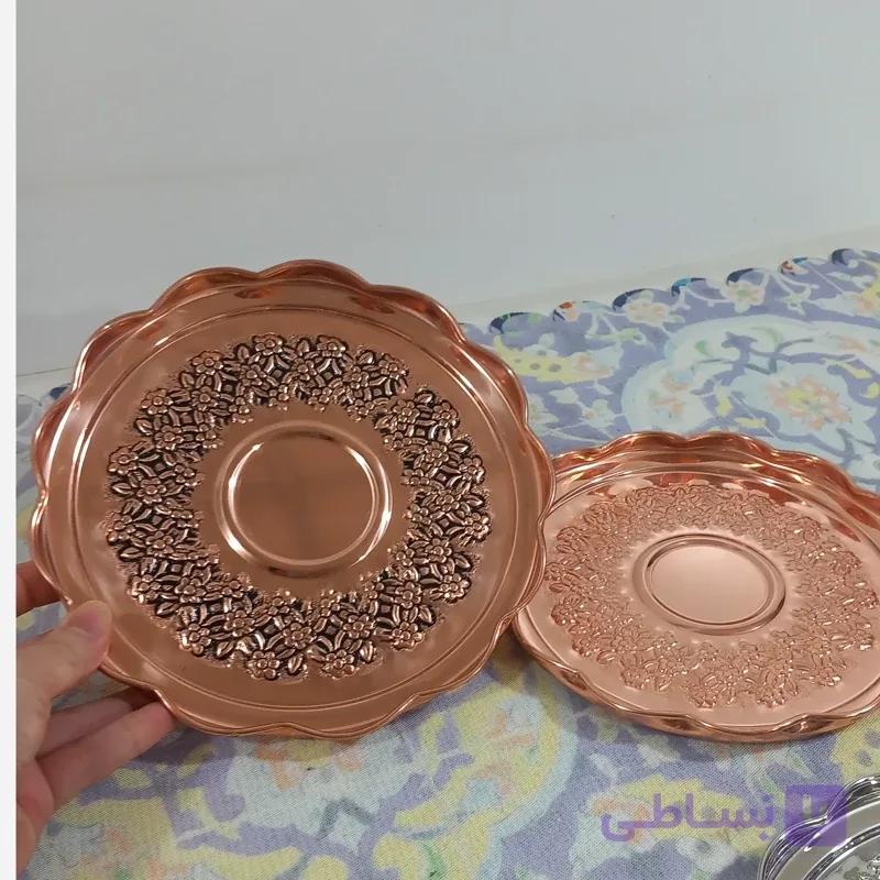 پیش دستی مسی قلم رز مس بسته شش تایی کار اعلا و براق