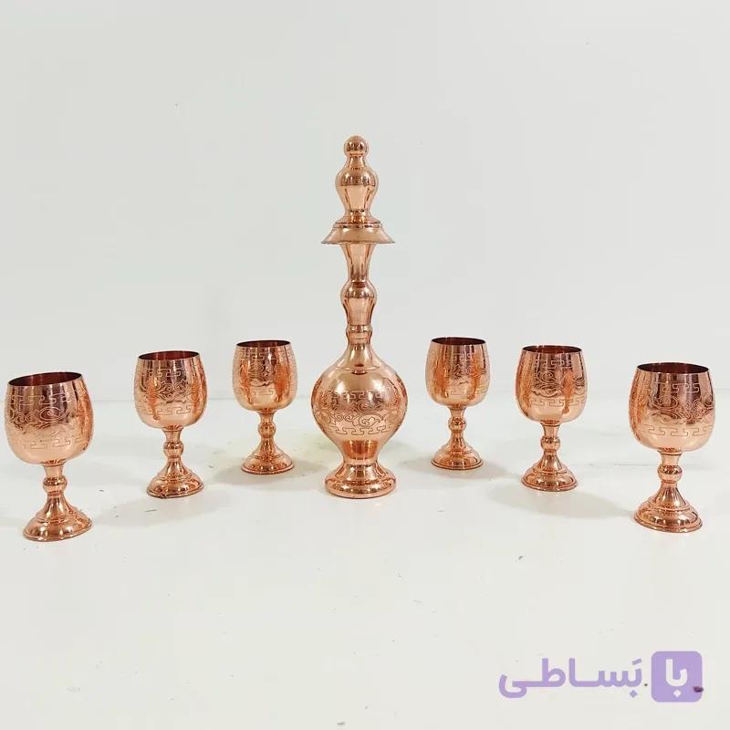 تنگ و جام شش عددی مسی زنجان رنگ ثابت و طرح دار