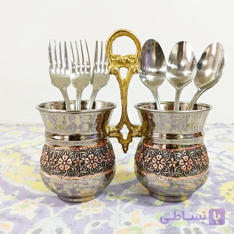 جاقاشقی دوقلو مسی تراش شده آبکاری کروم دسته دار