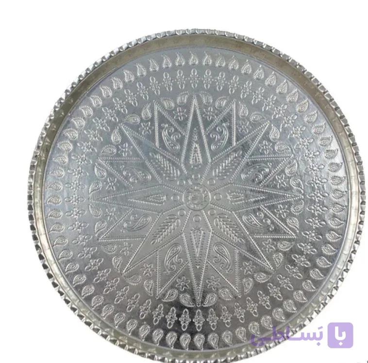 سینی مسی دایره سایز ۷ قطر ۳۰ رنگ سفید