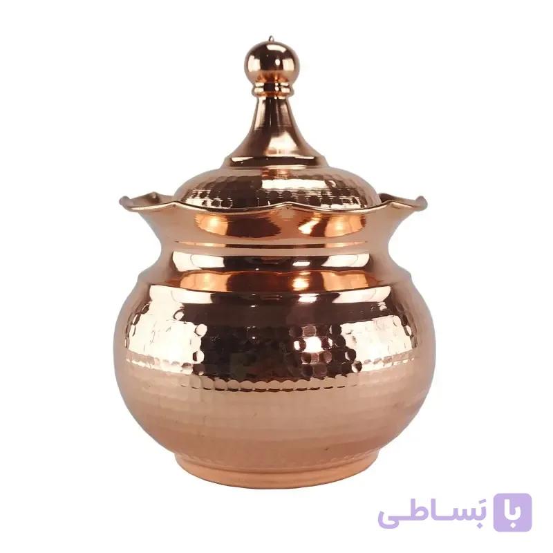 شکلات خوری سایز متوسط مسی مدل لب چین چکشی نانو شده مناسب برای شکلات و آجیل سایز ابعاد12x12x17