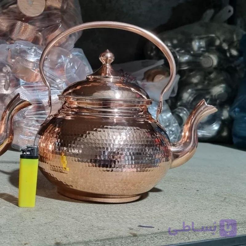 کتری توپی 4 لیتری تمام مسی زنجان چکشی نانو شده رنگ ثابت