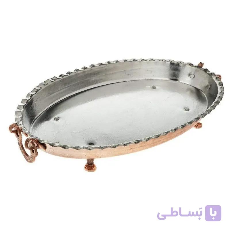 مرغ خوری مسی پایه کوتاه گوشواره دار بیضی سایز 2 طول 40 سانت