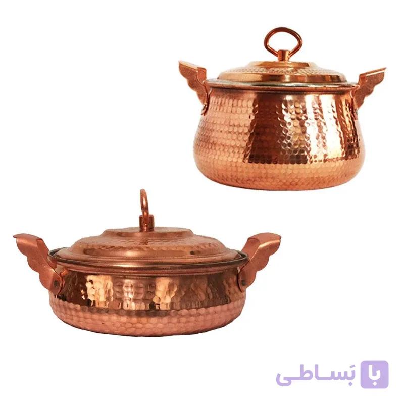 قابلمه و ماهی تابه مسی ۲ عددی ۴ پارچه