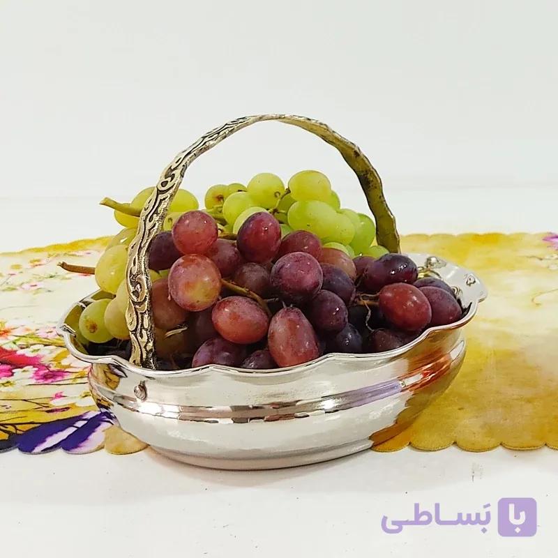 سبد پذیرایی مسی کروم دست ساز زنجان مناسب شکلات و آجیل چکش کاری شده و رنگ ثابت