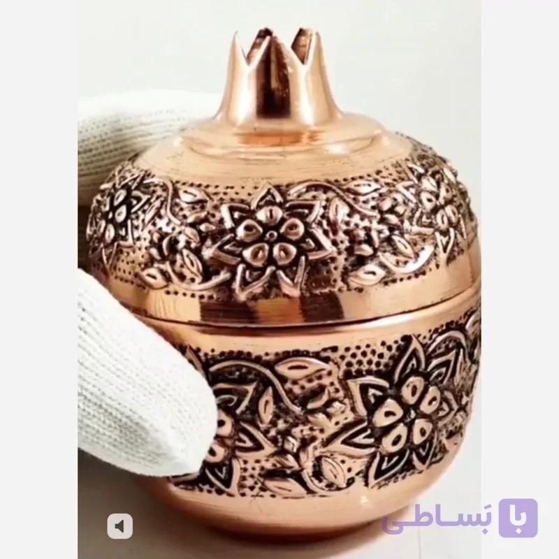 قندان مسی انار بزرگ گلبرگ یلدایی نانو شده کار جدید
