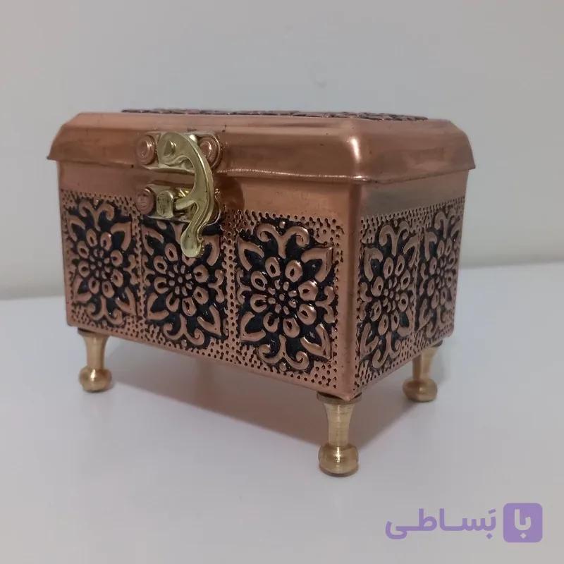 جعبه جواهر تمام مس گلبرگ نانوشده زیبا