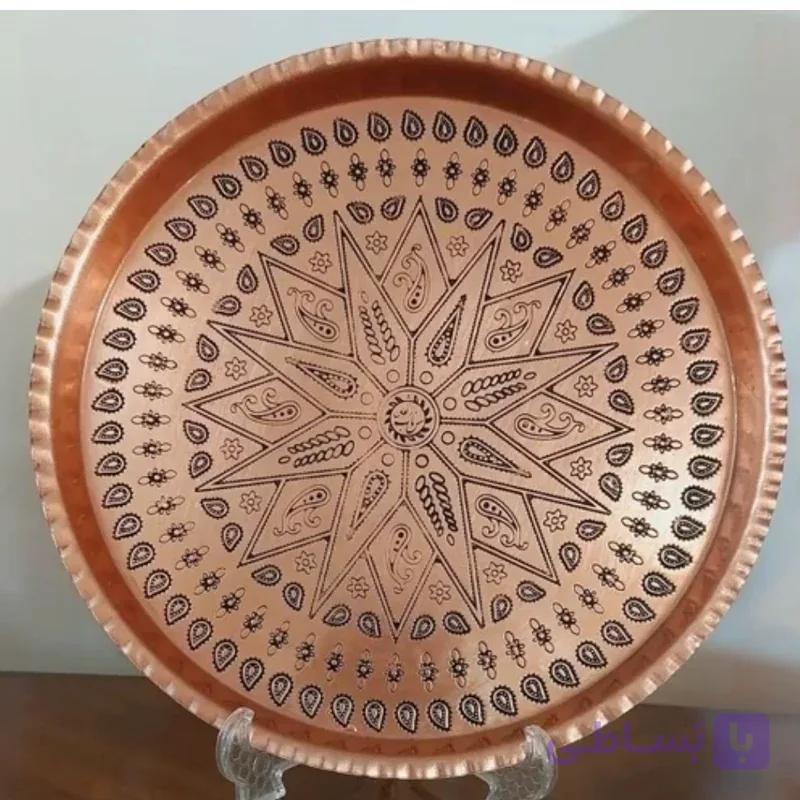 سینی مسی زنجان طرح برجسته 29سانتی مناسب پذیرایی و دکوراسیون