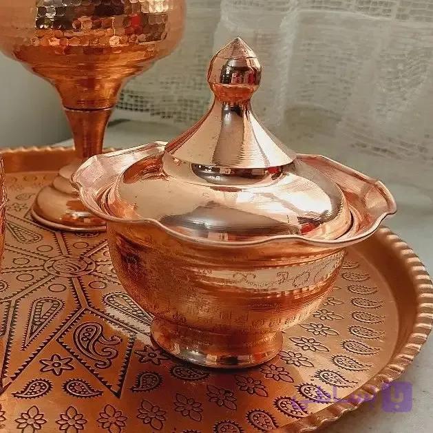 قندان مسی طرحدار لاله ارتفاع 13 دهانه 11