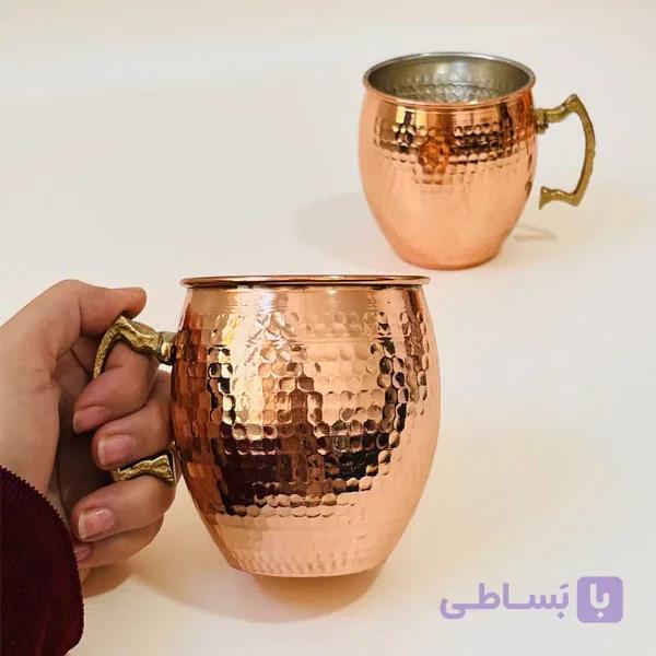 ماگ چکشی دسته برنجی سایز ۳ قطر ۹ ارتفاع ۱۱