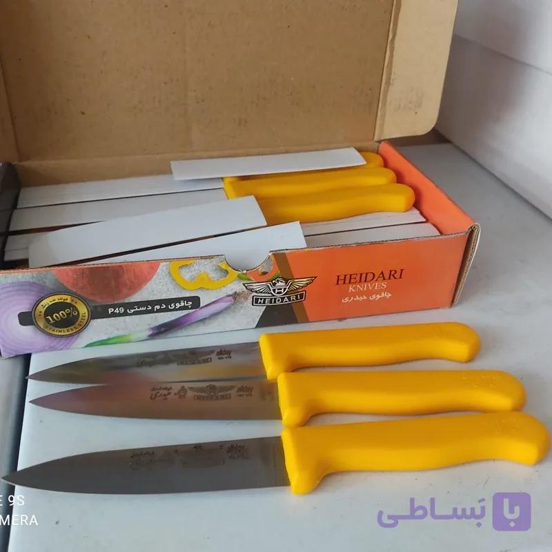 سه عدد چاقوی دم دستی بسیار تیز زنجان برند حیدری زنجان ضد زنگ
