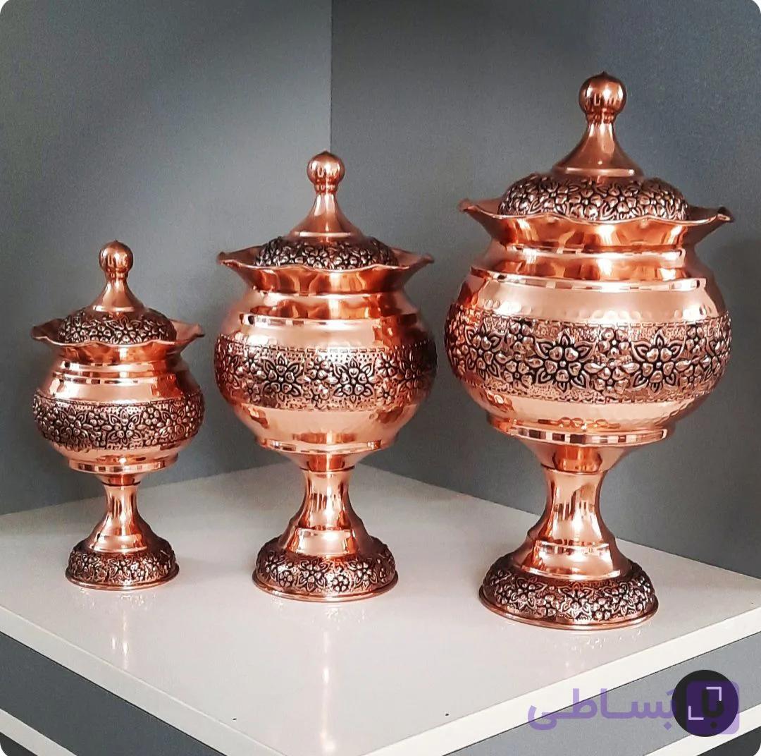 قندان گنبدی گلبرگ مسی کروم سایز ۱ ارتفاع ۱۶ سیاه،قلم نانو جنس درجه یک