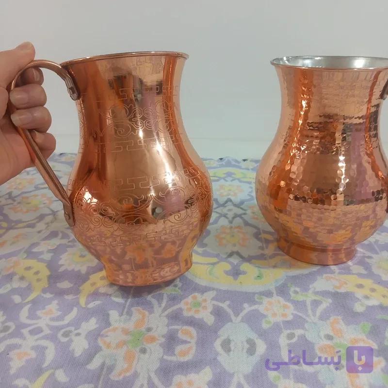 پارچ تمام مسی کمر باریک با پوشش قلع نانو کیفیت، هنر و سلامت در یک محصول بینظیر