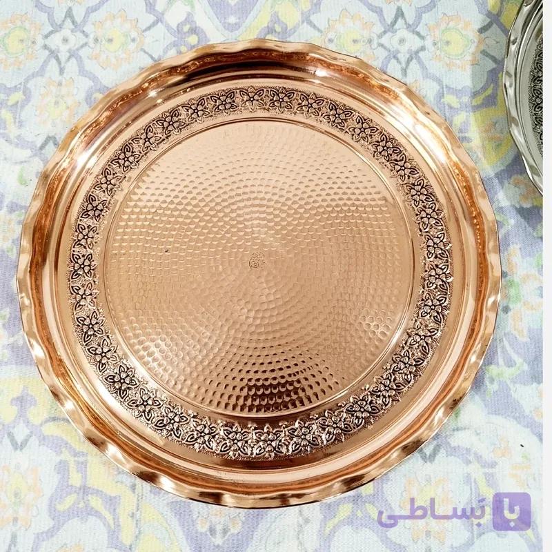 سینی تمام مسی گل برجسته سیاه قلم قطر 38