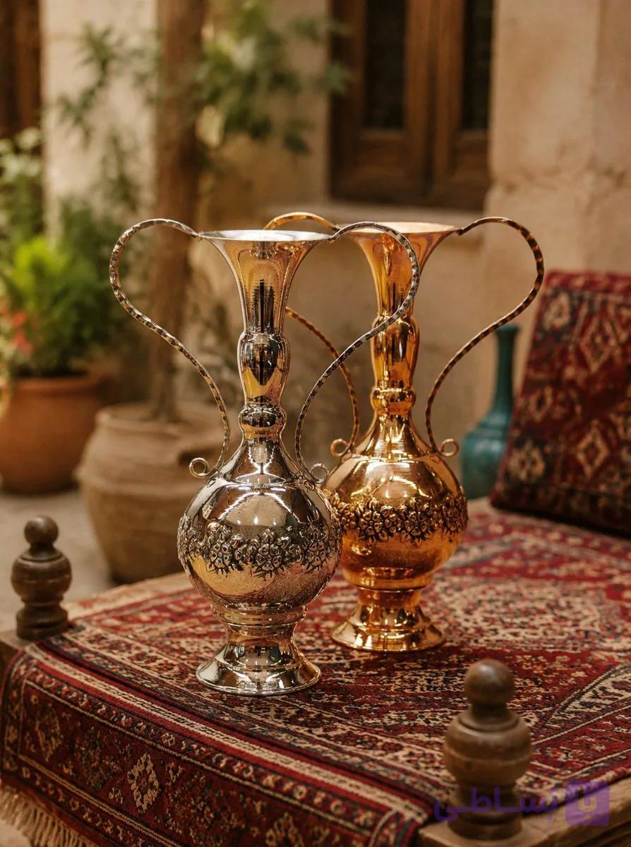 گلدان مسی سلطنتی گلبرگ ارتفاع ۲۷ نانو اعلا و درجه یک