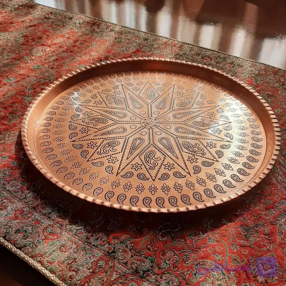 سینی مسی ترمه سایز 8 قطر 32 سانت ضخیم و سنگین انواع کاربرد