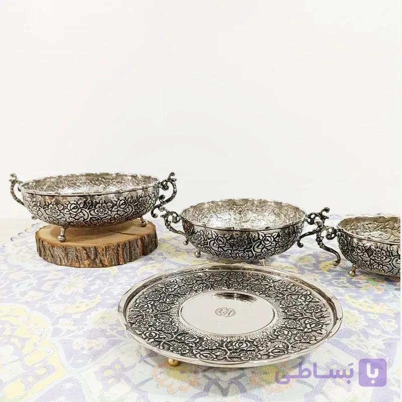 سرویس پذیرایی گلبرگ دسته دار کروم سه پایه