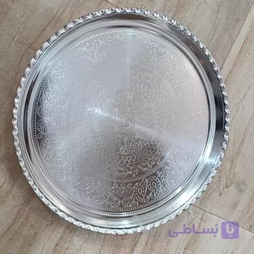 سینی مسی بزرگ طرح مجمع قطر ۴۰ داخل ترمه
