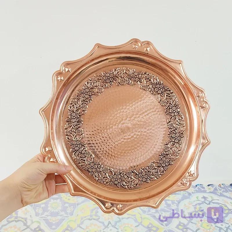 سینی مسی گلبرگ خورشیدی تمام مس نانو شده، قطر 32 سانت
