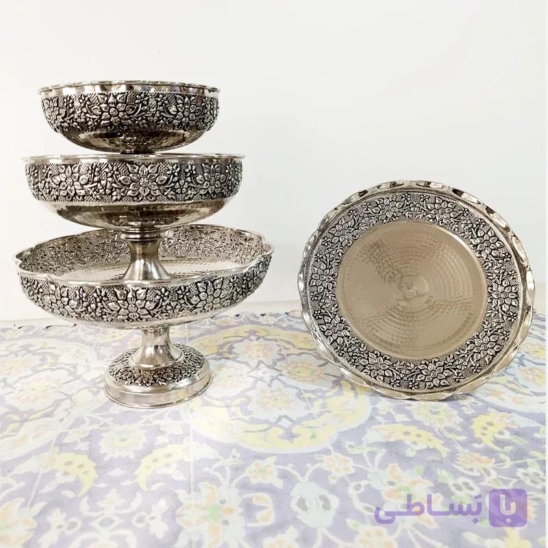 سرویس پذیرایی مسی اطلس کروم ۴ تیکه سیاه قلم