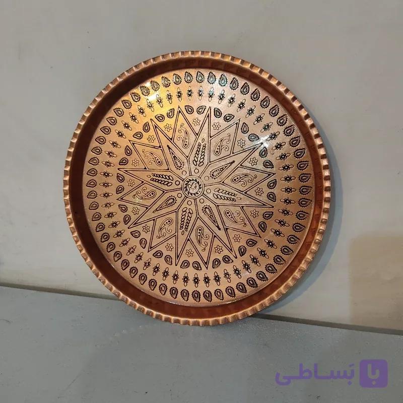 سینی گرد مسی قطر 22طرح دار زنجان نانو شده
