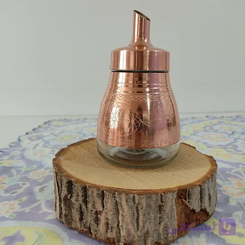 شکر پاش زیبای مسی و شیشه ای طرح دار نانو